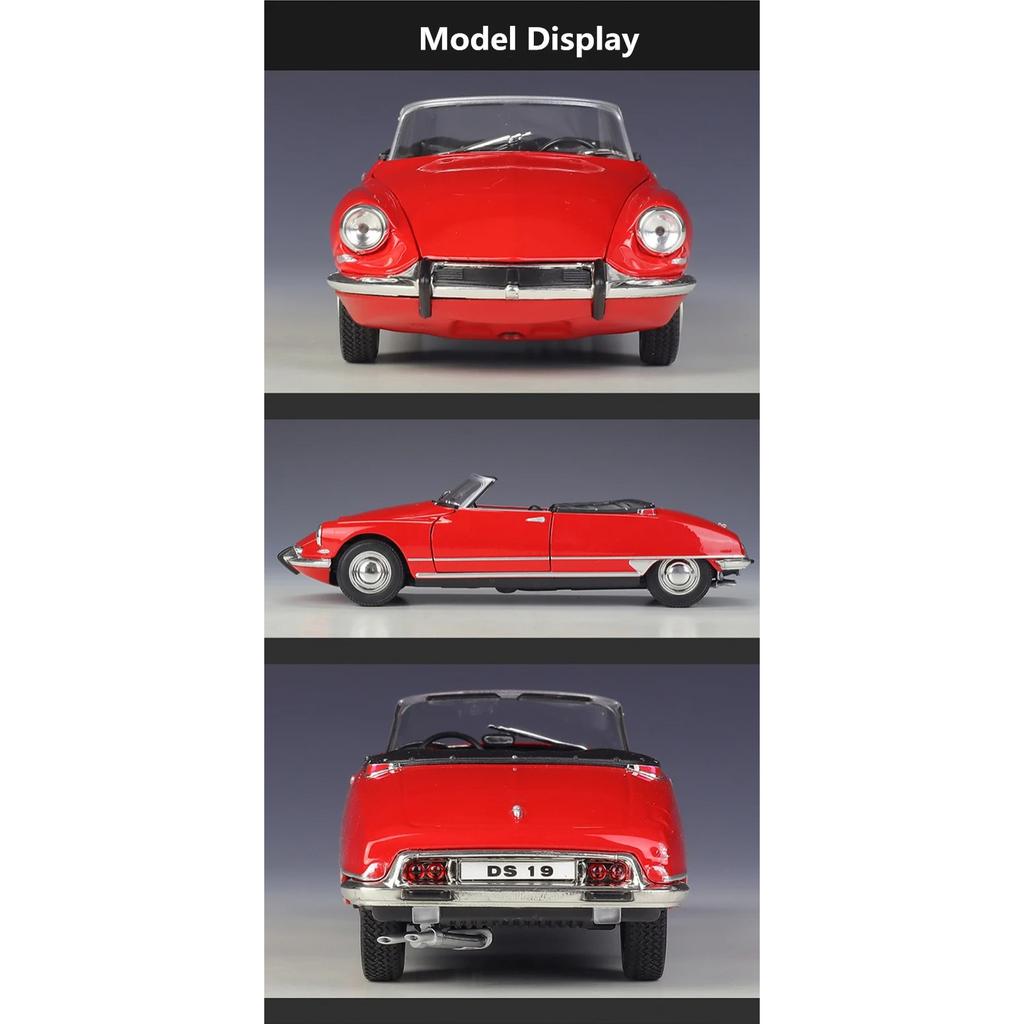 Welly 1/24 Citroen DS19 Cabriolet Alloy Luxy Car Model Diecast Metal Classic Retro Car Sports Vehicle Model Simulation Kids Gift