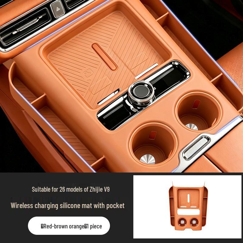 Zhiji V9 Wireless Charging Silicone Pad with Anti-Slip Pouch for Center Console Interior Decoration