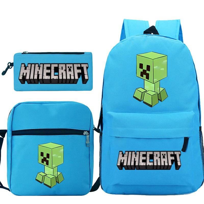 Game Minecraft Printed Children'S School Bag Oblique Span Bag Stationery Pencil Bag Student Backpack Set