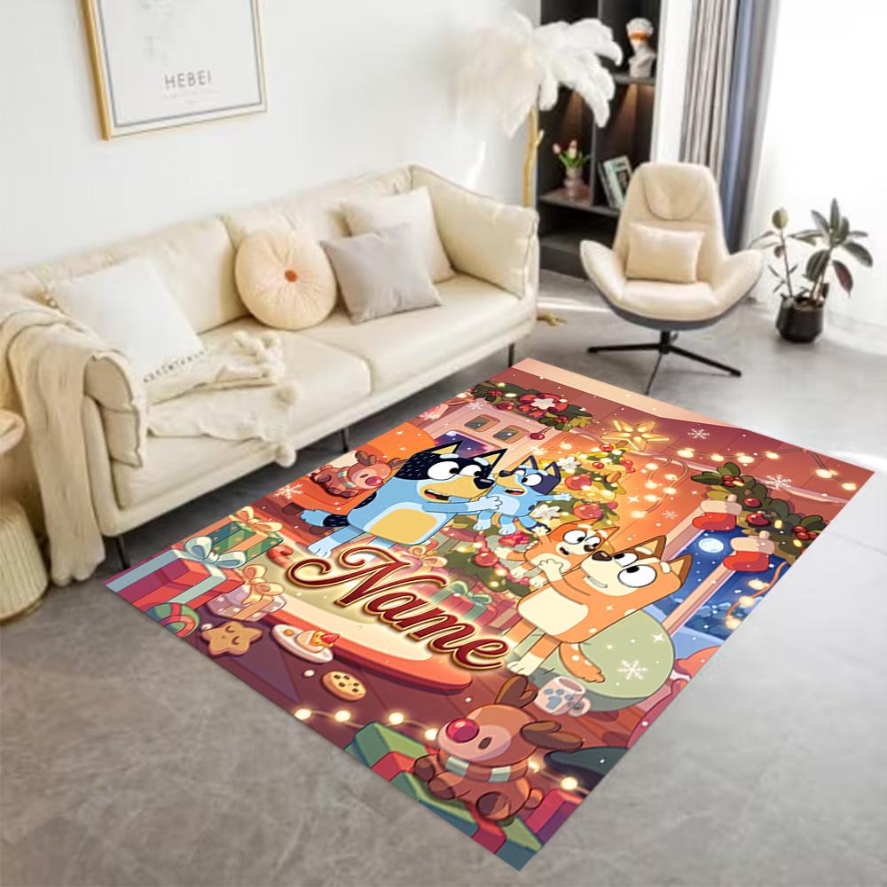 Bluey's Festive Family Personalized Name Floor Mat Suitable for Bedrooms Dormitory Living Rooms Balcony Antislip Carpet Office home decor