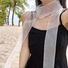 Thin Silk Scarf Pearl Shiny Belt Elegant Long Narrow Scarf  Spring Summer