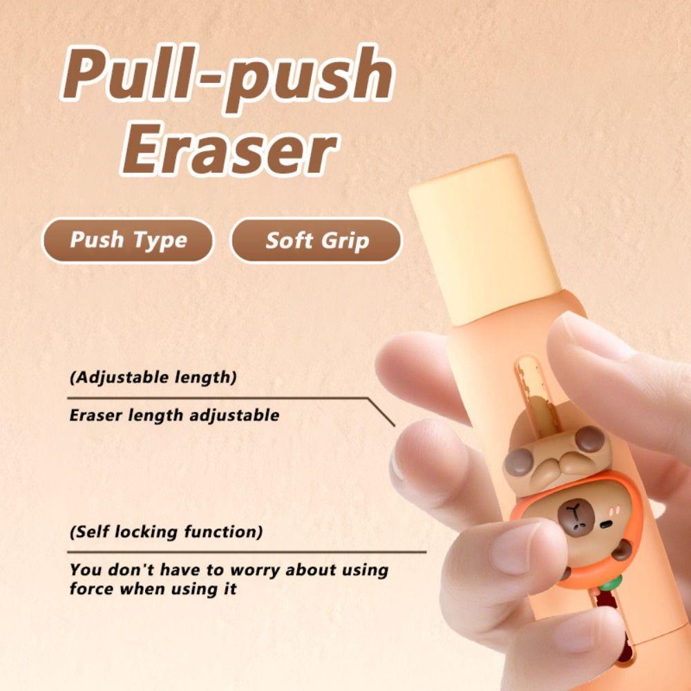 High Quality 2-in-1 Capybara Eraser Replaceable Core Multifunctional Pencil Sharpener Student Stationery Push-pull Eraser Gift