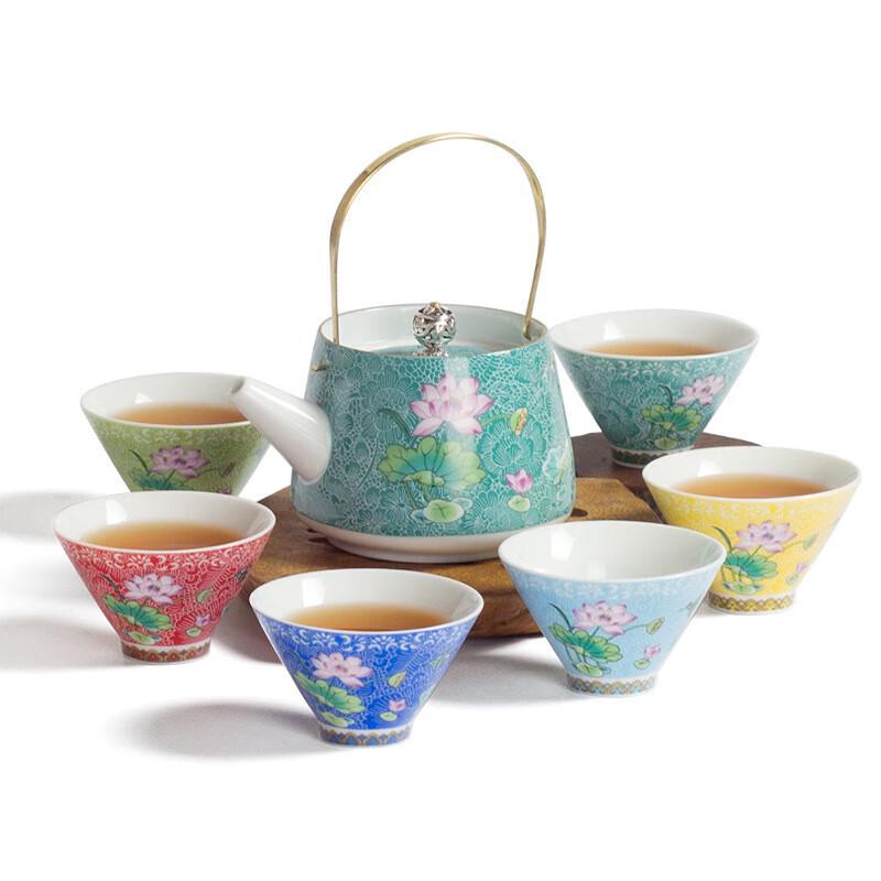 

Jingdezhen Famille Rose Lotus Ceramic Tea Set