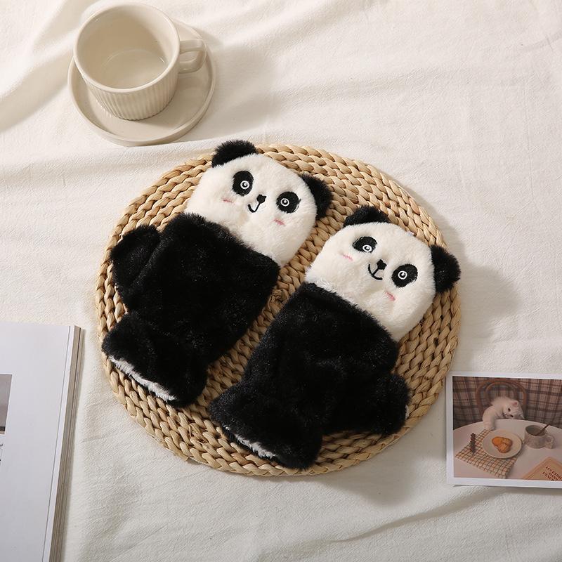 Accessori Femminili Guanti Touch Screen Cashmere Cartone Animato Panda Mezze Dita Guanti Ribaltabili Guanti da Guida Caldi Protezione dal Freddo