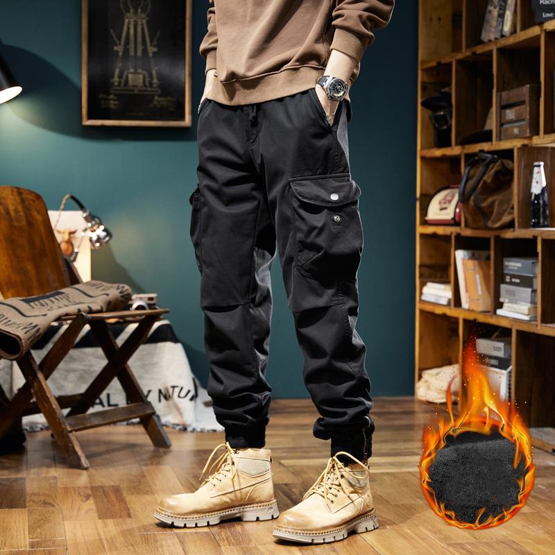 Fleece Work Pants Men Men's Winter Fleece-lined Cargo Pants - Military-style Warm Trousers Wrangler Authentics Mens Fleece-lined Cargo Pant