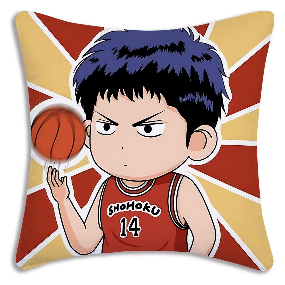 Pillow Covers Hot Anime S-Slams Dunk Cartoon Sofa Decorative Home Double-Sided Printing Short Plush Cute Cushion Cover