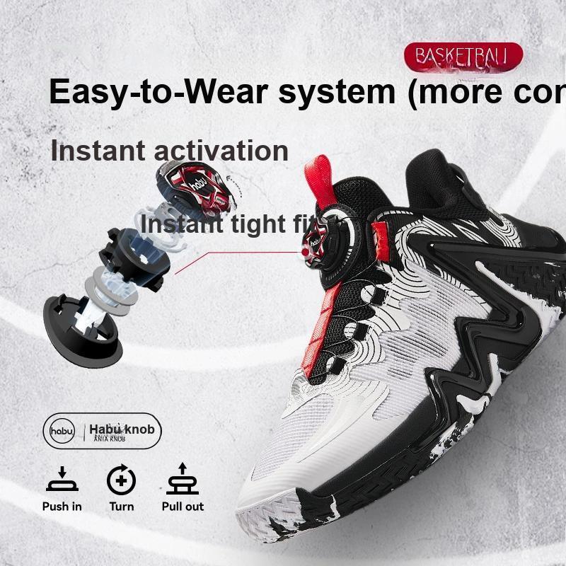 Anta Kids Reverse Scale 3.0 Button Comfortable Versatile Shock Absorbing Durable Low Top Basketball Shoes Kids Basketball Shoes 312411107-1