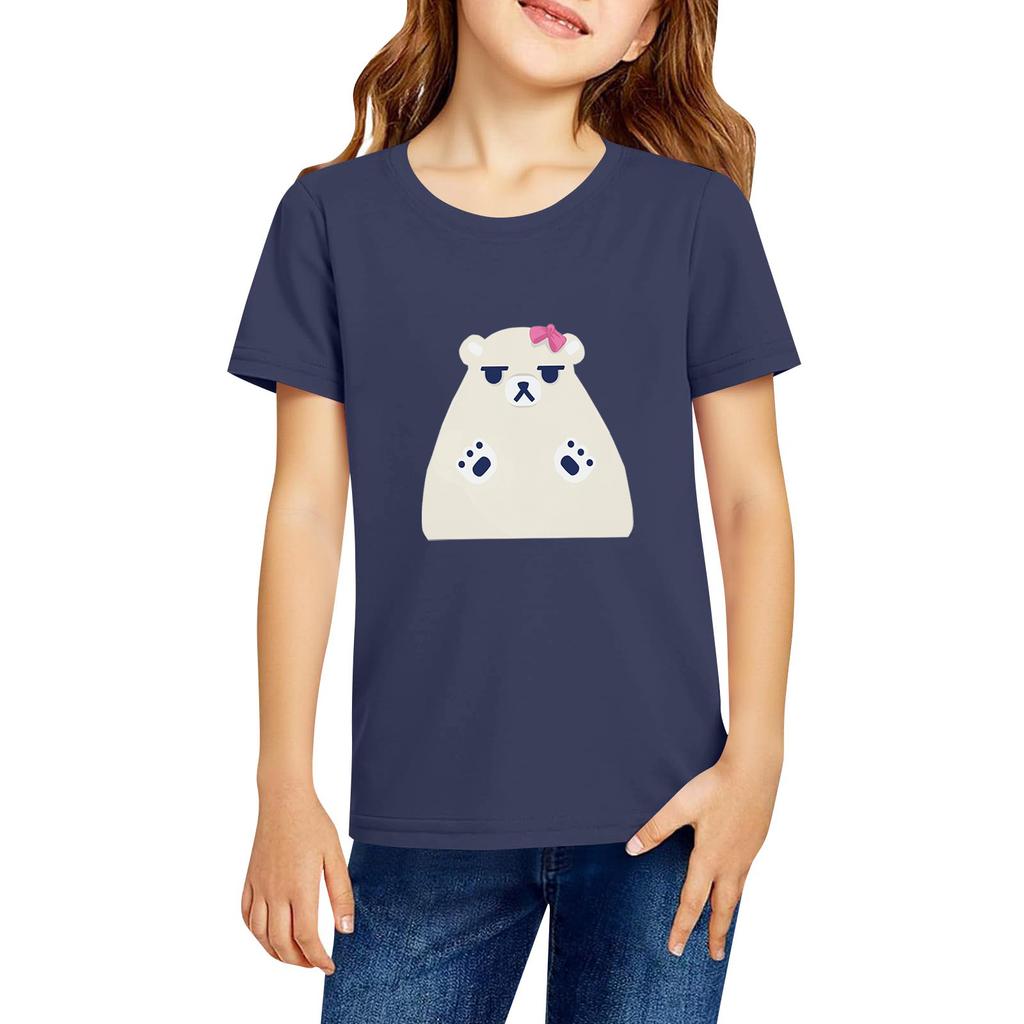 Fashionable Round Neck Short Sleeve Work Clothes Printed Tops For KID Summer Tops