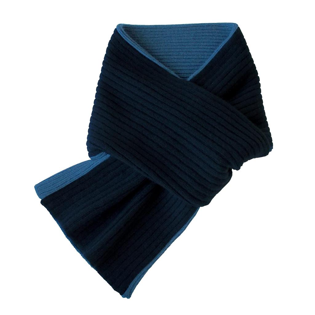 Prodigal Cashmere Reversible Scarf for Men Navy x 100% One-Loop (Free Size, Prussian)