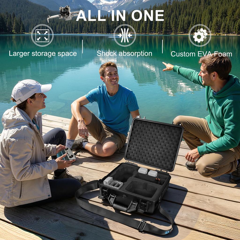 Lekufee Waterproof Hard Carrying Case for DJI Mini 5 Pro Fly More DJI RC N3 Charging and Other Accessories Drone, Combo, 2/RC (6pcs), Hub, (Case Only)