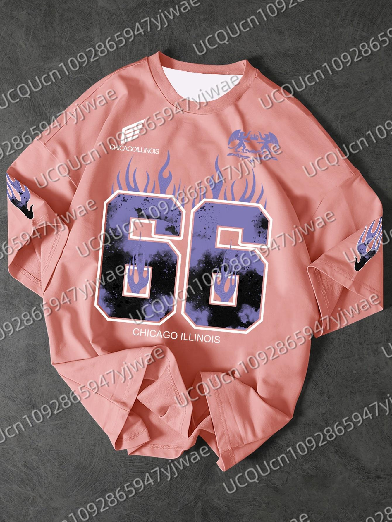 

Мужская спортивная футболка с принтом Chicago 66, футболка с коротким рукавом, летняя графическая футболка, бейсбольные майки, большой размер, женская спортивная футболка S