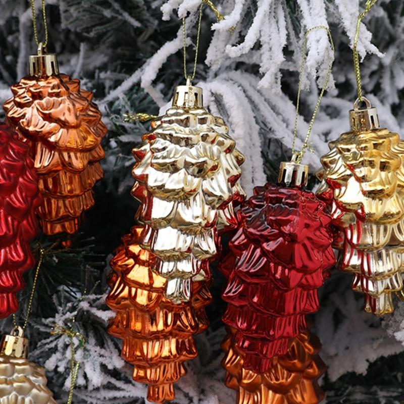 2Pieces Shimmering Pinecone Holiday Decorations Not Traditional Design Christmas Hanging Ornaments