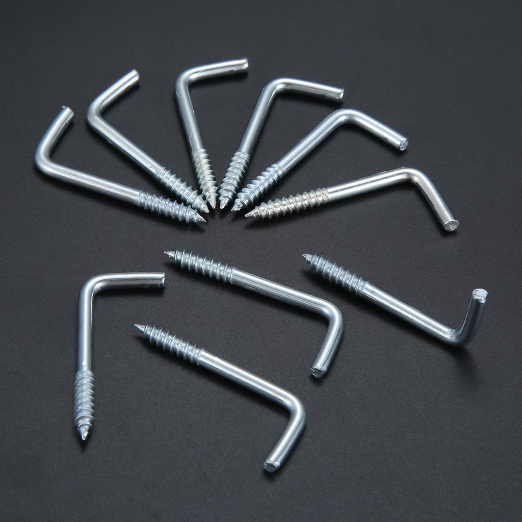 10/20pcs Square Bend Hook L Cup Hanger Screw-in 7-shape 20-40mm Wall Mount Picture Photo Frame Lamp Light Eyescrew Zinc-Plated