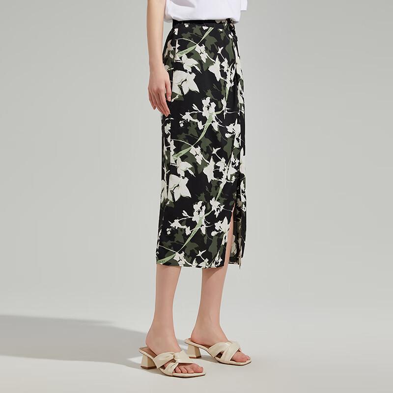 Women's Summer Verdant Floral Midi Skirt