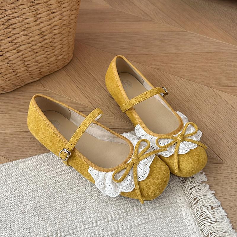 Fashion 2025 New Lace Edge Lefu Shoes Flat Fashion Spring and Autumn Ballet Shoes High Quality Women's Shoes