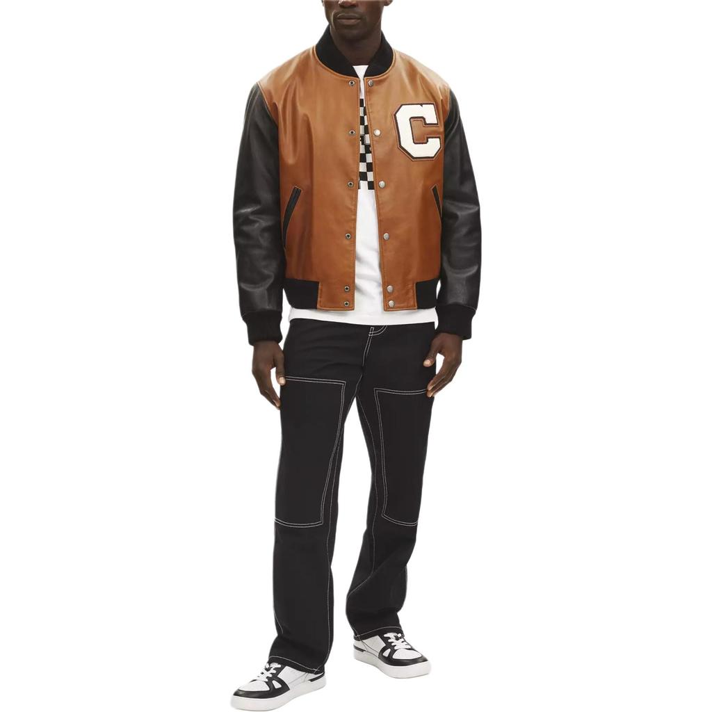 COACH Leather Varsity Jacket Jackets & Coats Men's Brown CO800-WBQ