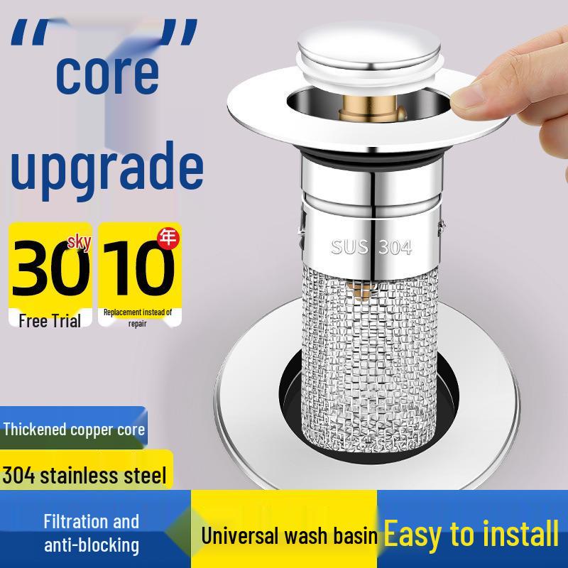 Universal Anti-Clog Bounce Filter Drain Stopper for Wash Basins