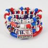 Artificial Crystal Bracelet Elastic Bracelet Independence Day Handmade Bracelet Stackable Bracelets for Adding Charm