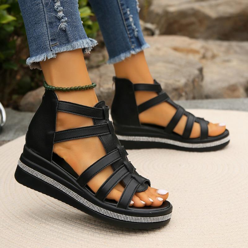 Large Size Sandals Female Summer New Roman Velcro Female Slippers