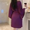 Women's Lace Sheer Low Cut Backless Cami Sleep Dress with Robe Lounge Set