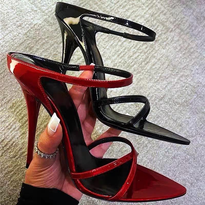 Fashion Luxury Design Sexy Pointy Red High Heels Women'S 2025 New Stiletto Sandals Wear Exquisite Slippers