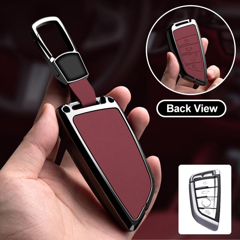 Zinc Alloy Leather Car Key Fob Case For Bmw X1 X3 X4 X5 X6 X7 1 3 5 6 7 Series G20 G30 F39 520 525 G11 F15 F16 G01 G02 F48
