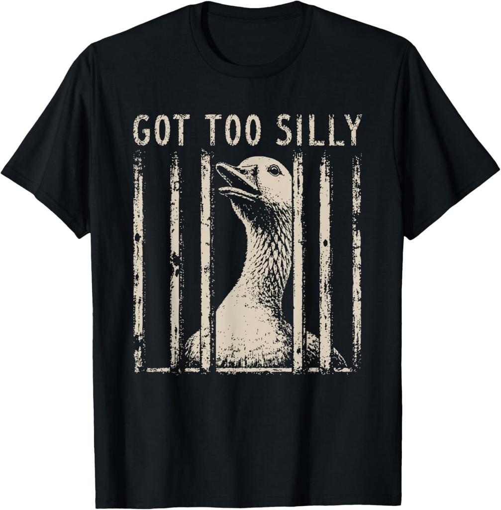 T-shirt Unisex Meme dell'Oca Troppo Stupida Divertente Oca Uccello di Gabbia Prigione