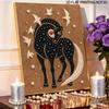 DIY Stretched Canvas Pearl Art Kit Black Horse with White Stars Design 5D Sparkling Bead Painting Relaxing Hobby Gift for Home Decor