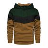 Men’s Casual Three-Color Patchwork Hooded Pullover Plus Velvet for Spring/Autumn