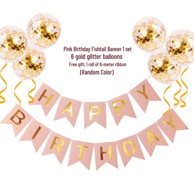 Internet Celebrity Birthday Mermaid Tail Flag Decoration for Baby’s First Birthday Party - Banner, Garland, String Lights & Balloons