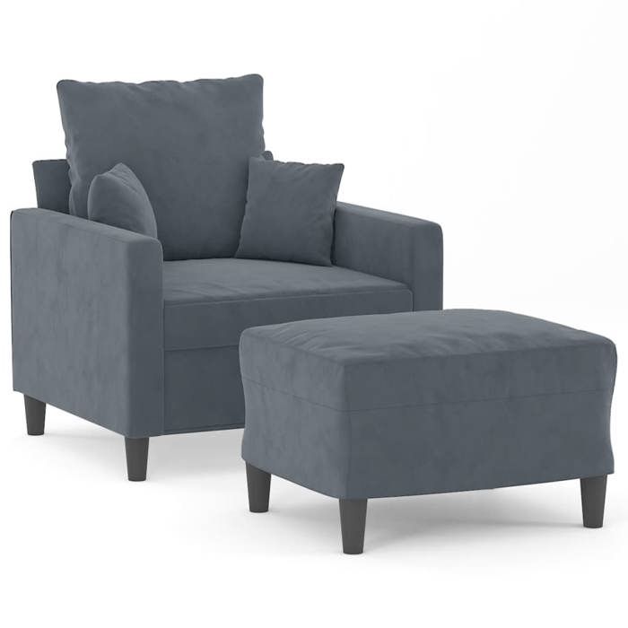VidaXL Fauteuil avec repose-pied Gris foncé 60 cm Velours, canapé, fauteuil, fauteuil TV, canapé simple, siège, canapé 3201098