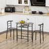 Bistro Set 3-Piece, 1 Table, 2 Chairs, 80 Cm X 53 Cm X 74.5 Cm, Black