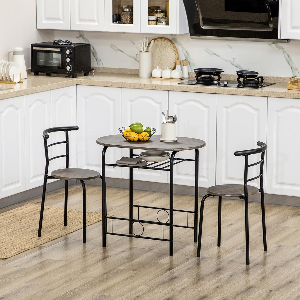 Bistro Set 3-Piece, 1 Table, 2 Chairs, 80 Cm X 53 Cm X 74.5 Cm, Black