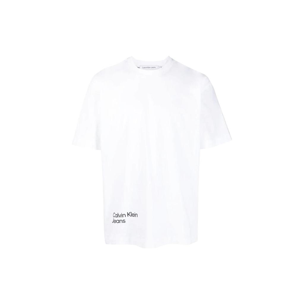 Calvin Klein Logo Print Detail Crew Neck Short Sleeve T-Shirt Men Tops White J30J322881-YAF