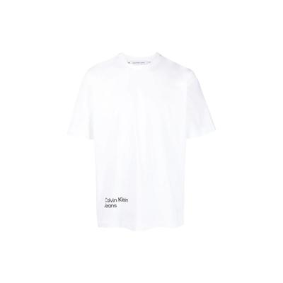 Logo Print Detail Crew Neck Short Sleeve T-Shirt Men Tops White J30J322881-YAF