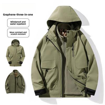 Winter Thickened Three-in-One Couple's Windbreaker Sports Jacket Three-Proof Detachable Outdoor American Workwear Jacket for Men
