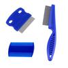 Blue Pet Flea Comb Kit With Durable Stainless Steel For Cat And Dog Shedding And Cleaning