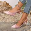 Spliced Flannelette Wrapped Sandals Summer New Pointed Toe Shallow Mouth One Strap Anti-slip Wear-resistant High Heels