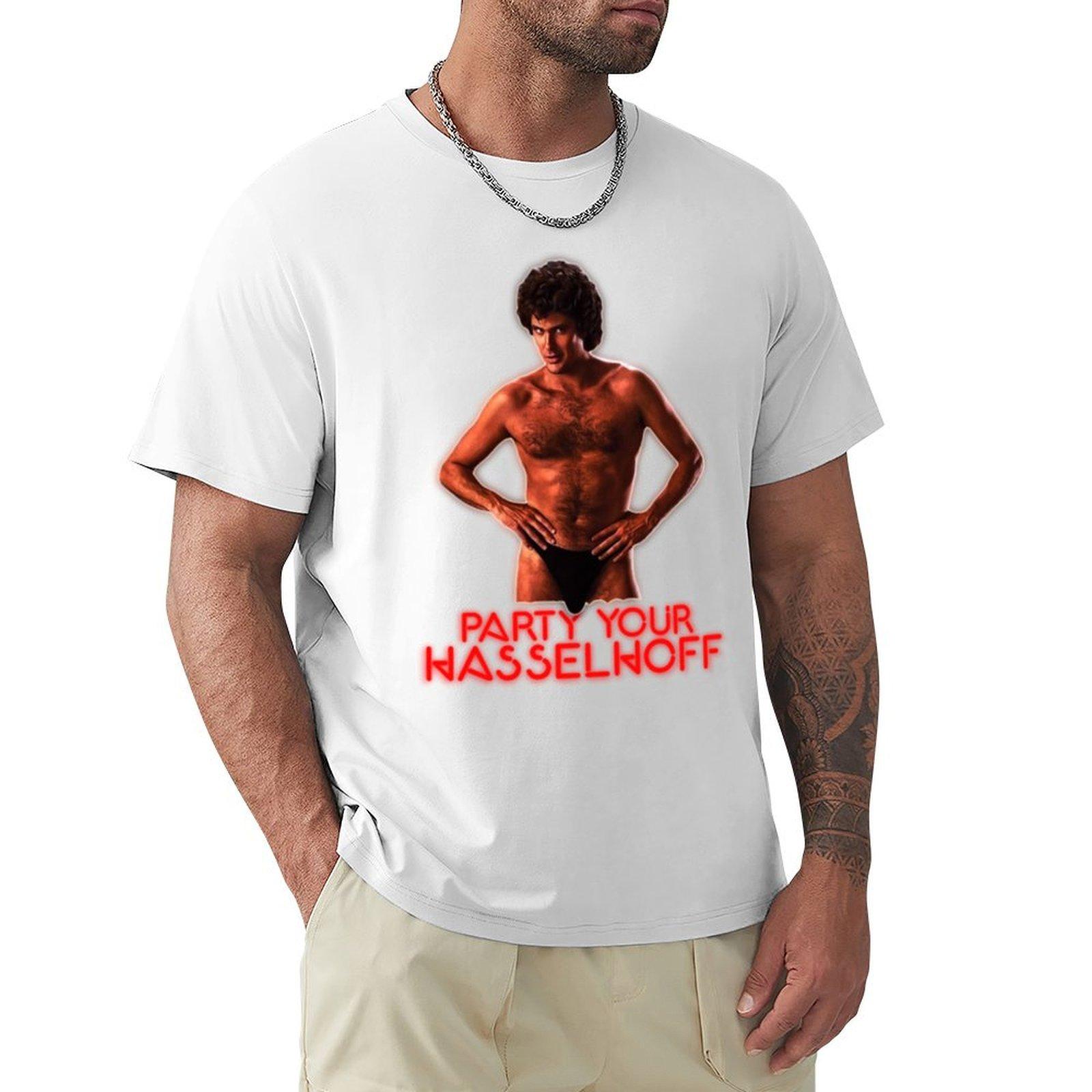 David Hasselhoff Party Your Hasselhoff Tshirt Minimalist Casual Short Sleeve Top S