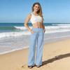 Women Loose Fit Wide Leg Pants with Drawstring Waistband and Side Pockets for Casual and Everyday Wear