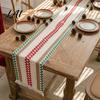 Cotton Linen Table Mat for Parties Boho Striped Runner Fringed Edge Rustic Farmhouse Runner Dining Table Home Holiday Party Decoration Heat