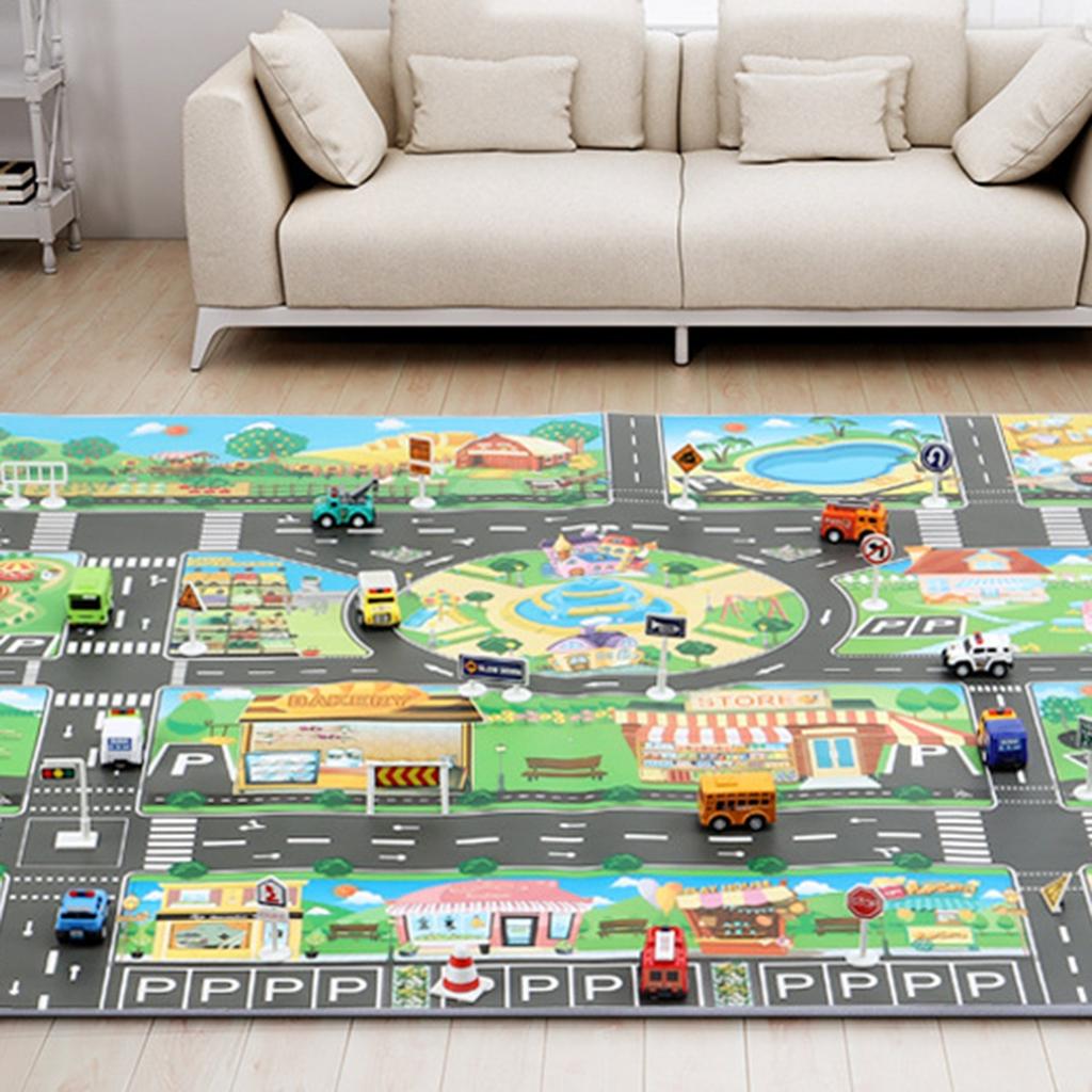 Kids City Road Map Car Play Mat Educational Vehicle Play Rug for Bedroom Playroom Carpet Toy for Children
