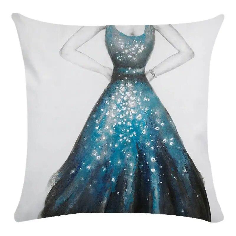 Cute Princess Pillowcase Beauty Dress  Sofa Square  Chair Bedroom Living Room Home Furnishings