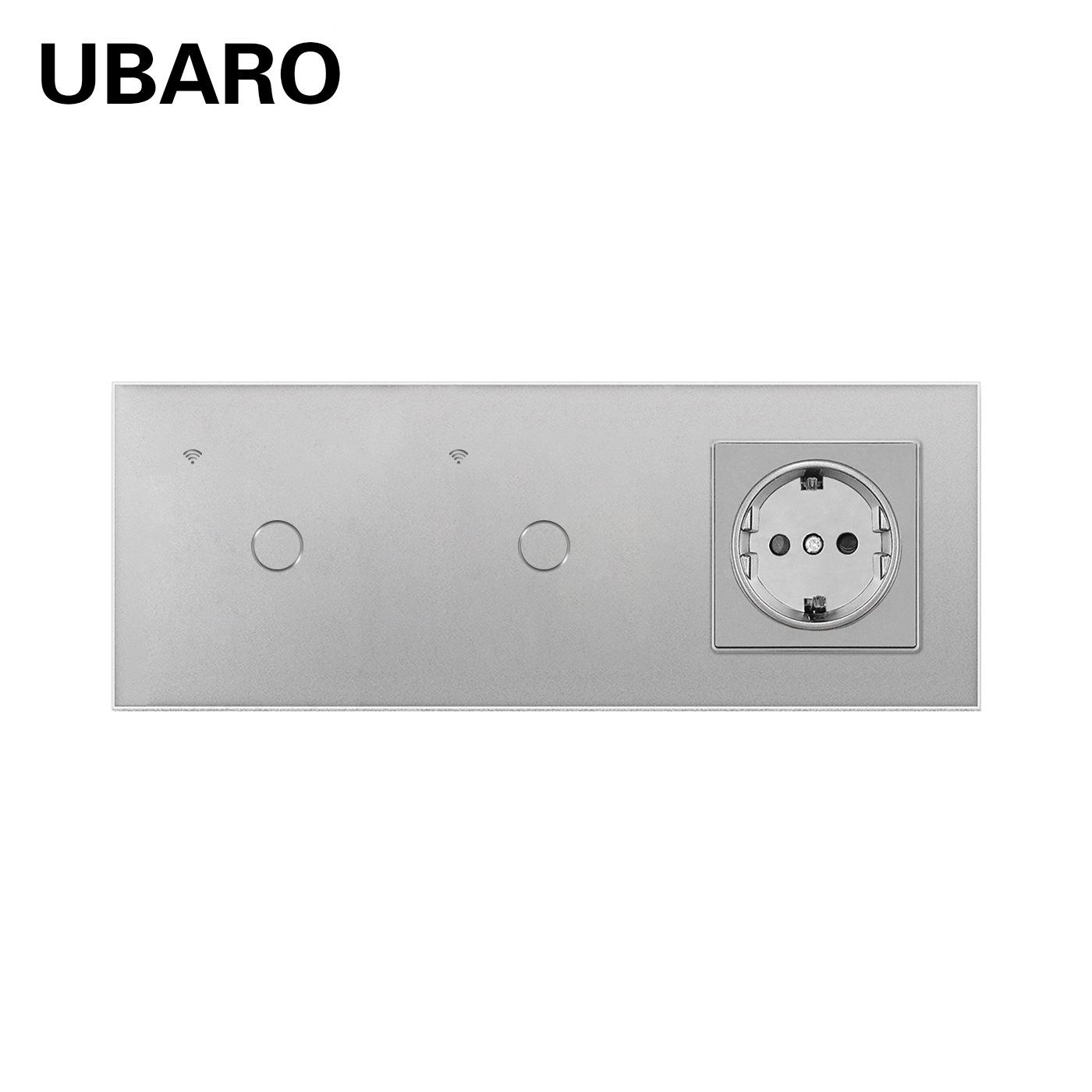 

European Standard Smart WiFi Double Switch Socket, Tempered Glass Panel, Alice Voice Control, Graffiti App Compatible