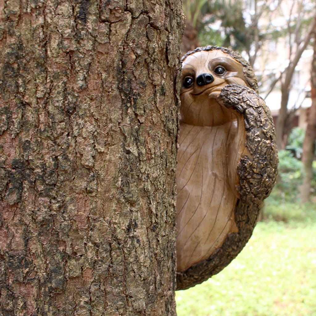 Sloth Tree Hugger Statue Sloth Hanging Tree Decoration Garden Sculpture Outdoor Ornament with Material for Garden Patio Yard Decor
