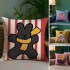 Happy Dog Pillow Case Plush Fabric Soft Double Sided Print Home Sofa High Quality Cushion Cover Throw