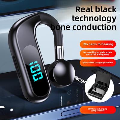 The New Bluetooth Headset Bone Conduction Single Ear Hanging Ear Does Not Enter The Ear Business Sports Digital Display Belt