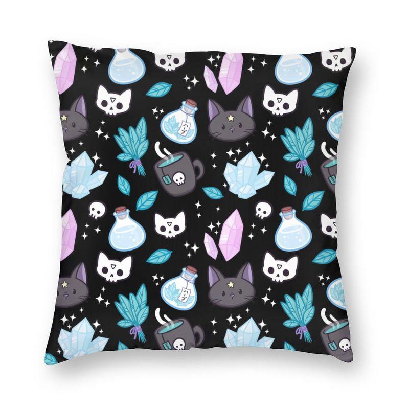 Halloween Witch Raven Square Putetrekk dekorasjon Gotisk Okkult Magic Witchy Putetrekk for sofa Bil Putetrekk