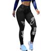 Women Pants High-Elastic Tight-Fit Fabric Imitation Jeans Leggings with Pockets Printing Ergonomic Tailoring Yoga Pants