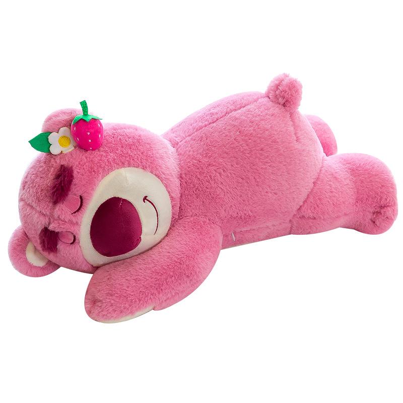 Popular strawberry bear doll soothing throw pillow strawberry lying bear plush toy girl gift 30cm0.15kg розовый